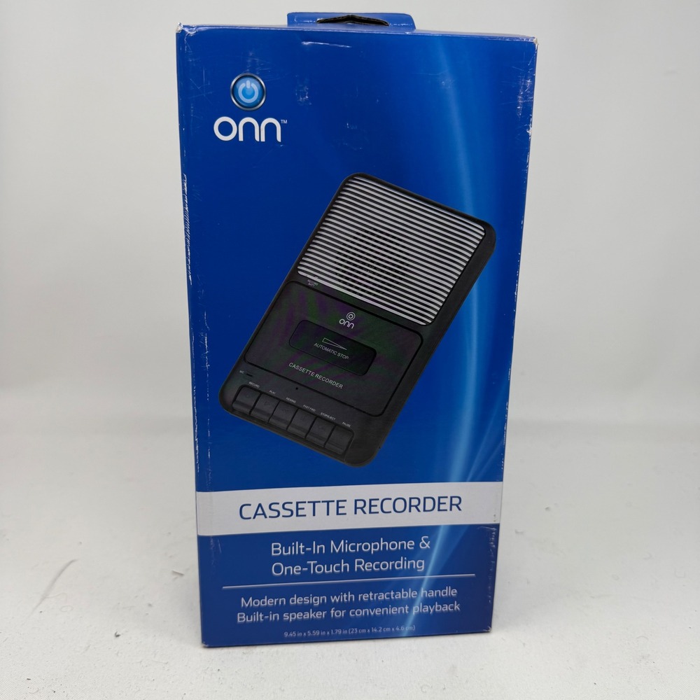 Onn Portable Cassette Recorder Player Built-In Mic External Mic ONA13AV504 Black